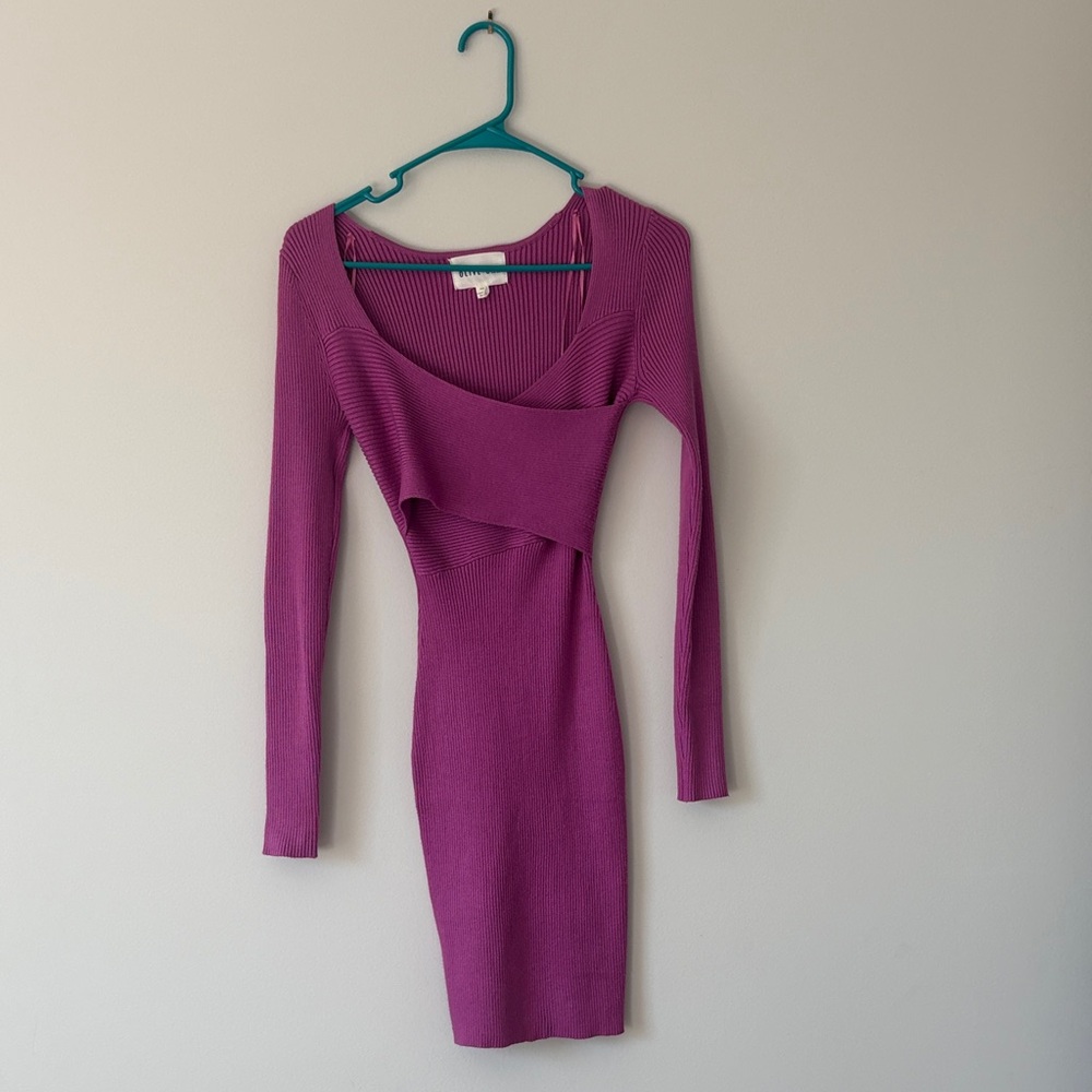 Olive & Oak Vibrant Purple Long Sleeve Dress